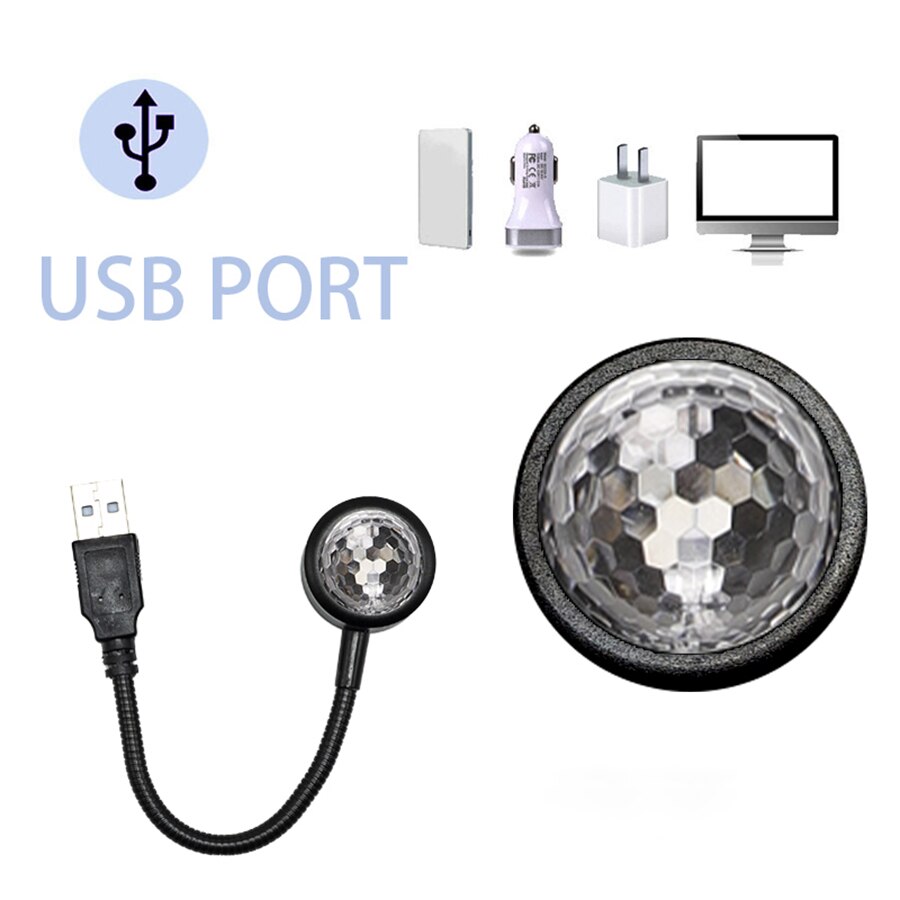 Proyector LED de bola de discoteca para niños, luces de con sonido activado para coche, club nocturno, decoración de habitación, de cumpleaños