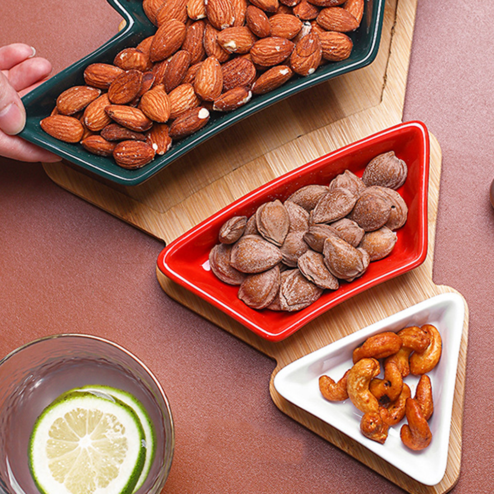 Christmas Tree Shape Fruits Trays Dish Ceramics Snacks Candy Tray Plates Christmas Fruit Snacks Trays Kitchen Storage Organizer