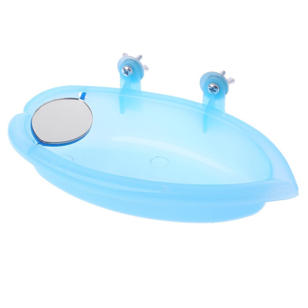 Loro pequeño bañera de aves accesorios de jaula para mascotas espejo con pájaro caja de ducha de baño de PVC de grado alimenticio