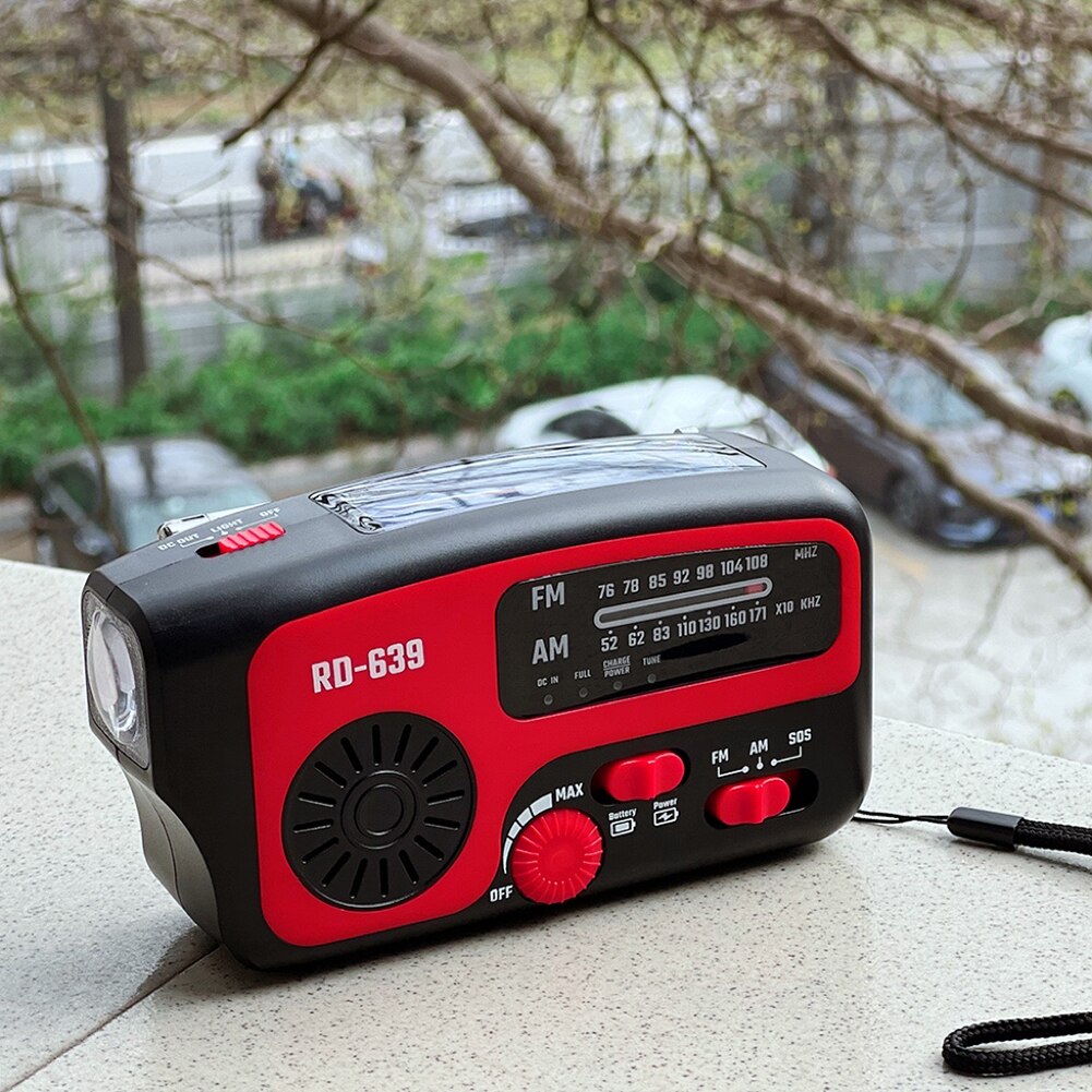 Multifunctional Portable Emergency Solar Power Hand Crank Generator 2000mAh Bank AM/FM Radio Dynamo LED Flashlight Phone Charger