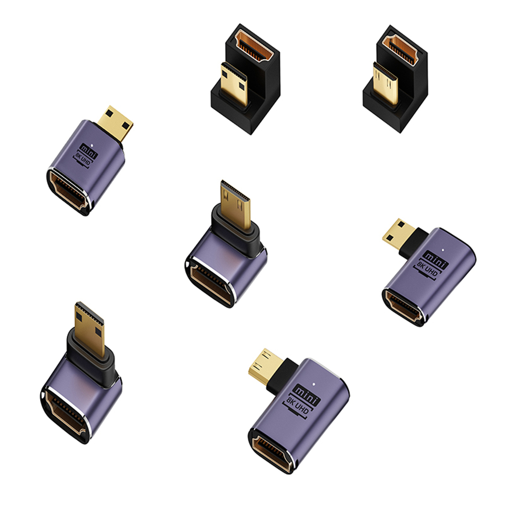 8k 4k uhd hdtv 2,1 Adapter 90 Grad abgewinkelter Mini Mikro HD-kompatibler Stecker auf HD-kompatibler weiblicher Adapter für Laptop-Kamera