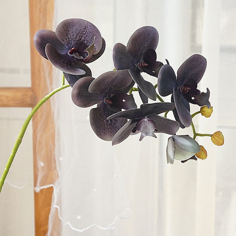 Zwart Grijs Orchidee Tak Woonkamer Decoratie Kunstbloemen Real Touch Plastic Huis Decor Moeder