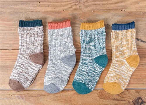 4Pairs/lot Kids Girls Socks Woolen Knitted Socks for Boy Winter Warm Socks for Girls Thick Children Stuff Suitable for 1-12Years: boy / M 3to5Years