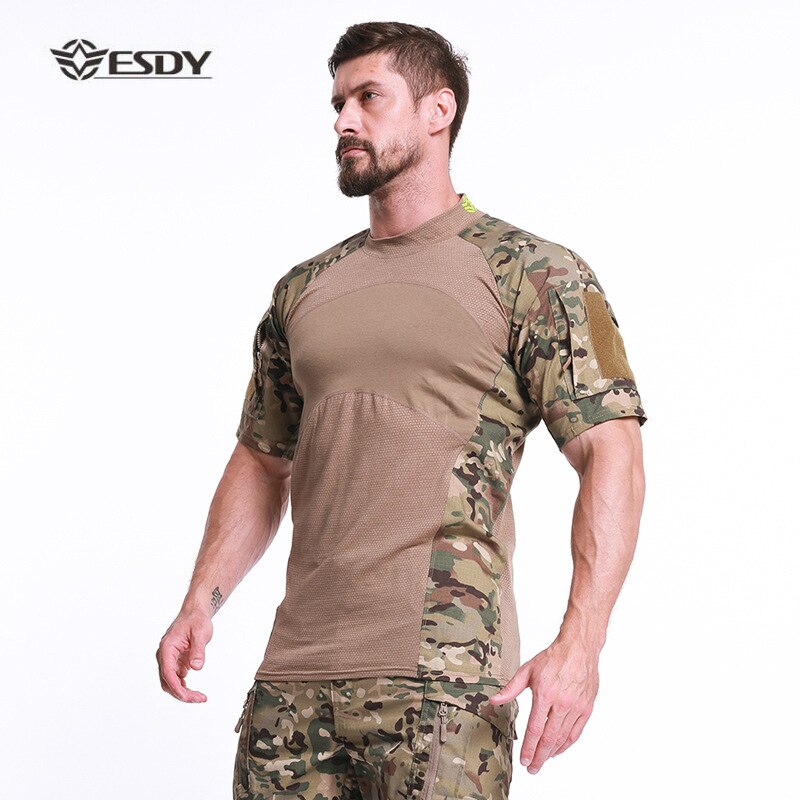 Udendørs sommer #39 camouflage vandre-t-shirt sportsbund åndbar hurtigtørrende komfortabel størrelse m -2xl camo vandretop