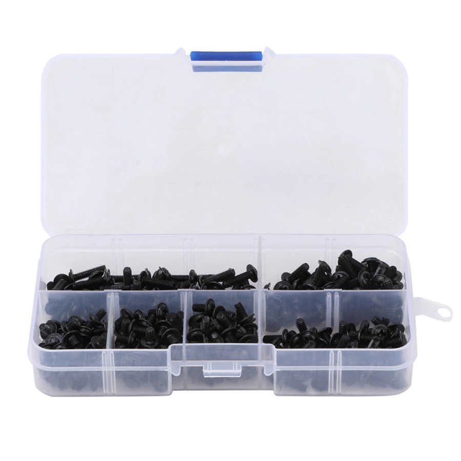 300pcs M3 Round with Washer Carbon Steel Screw Assortment Set