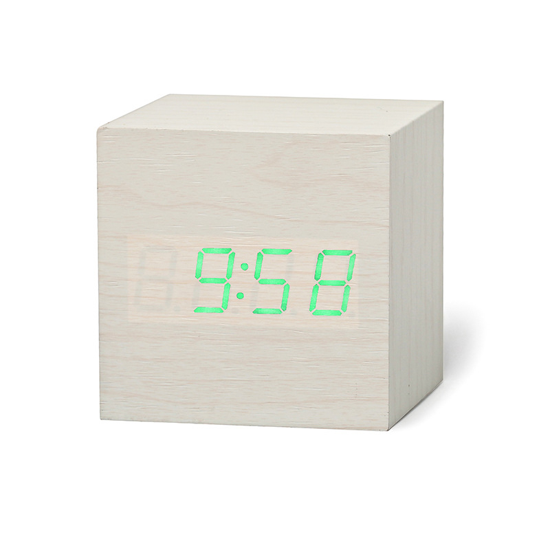 Qualified Digital Wooden LED Alarm Clock Wood Retro Glow Clock Desktop Table Decor Voice Control Snooze Function Desk