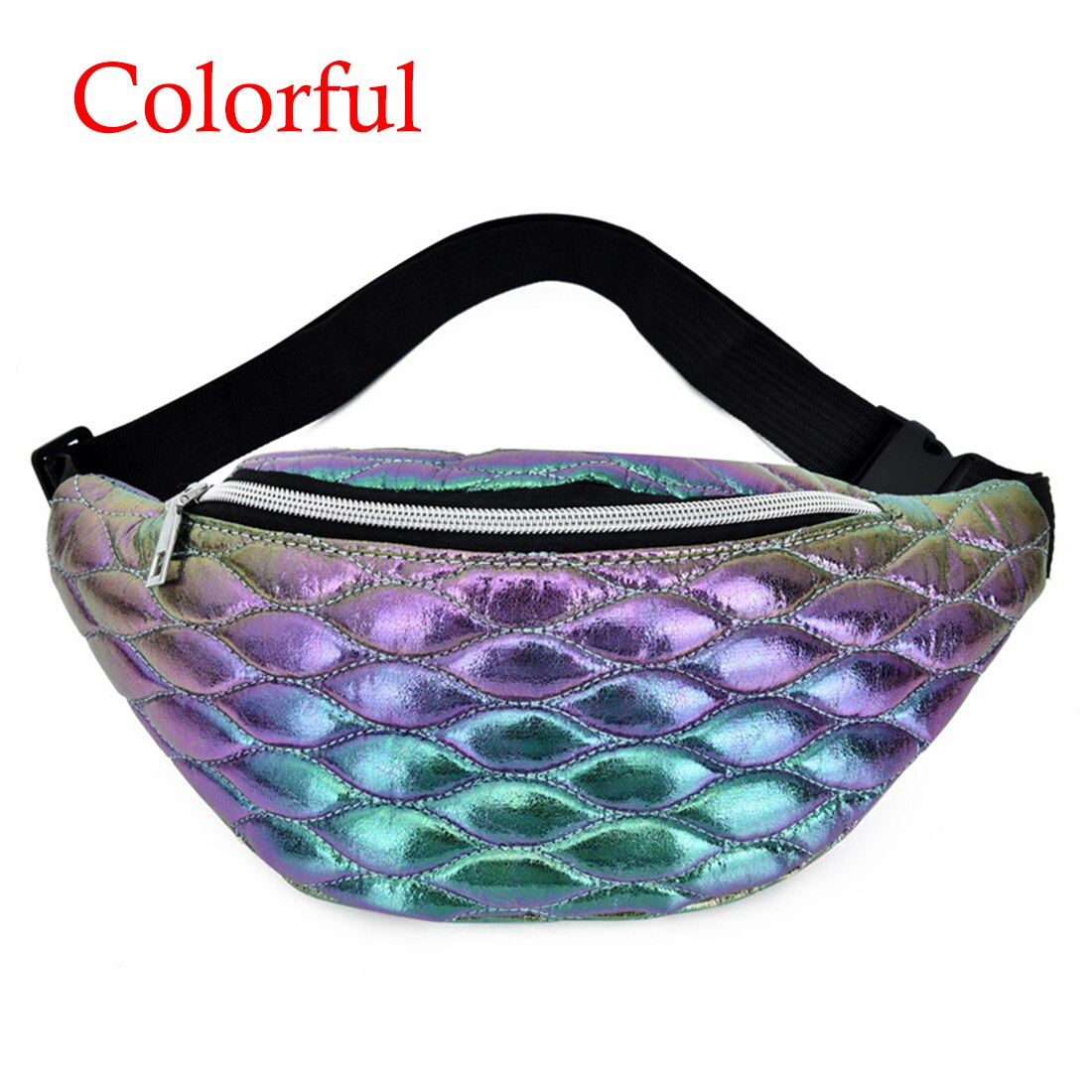 Prismatic Pattern Belt Bags Cute Fanny Pack Candy Colors Waist Bags Shoulder Crossbody Bag PU Leather Women Party: style 2-c