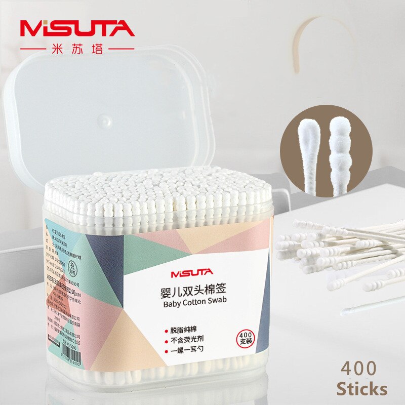 400 Sticks Baby Cotton Swab Double Head Soft Cotton Buds Cleaning Of Ears Tampons Cotonete Pampons Nose Ears Tools Health Beauty
