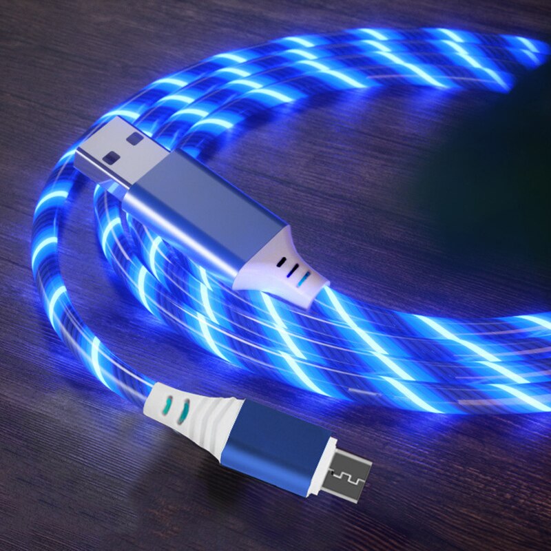 Glow LED Lighting Fast Charging Cable For Huawei P30 Lite P20 P10 Mate 10 20 P40 Lite P30 Pro P Smart Honor 8X iPhone X XS: Blue / For Micro