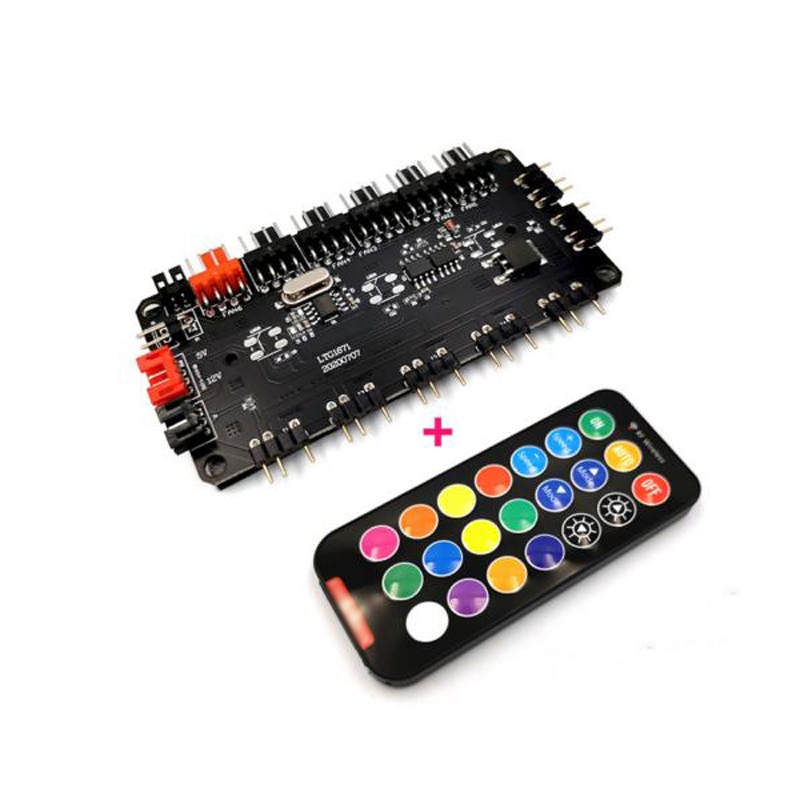 Multiform HUB SATA Fan Power Supply 1 to 6 HUB Fan Molex 4P or SATA Power to 5V 3pin ARGB Controller Support Water Block Fan