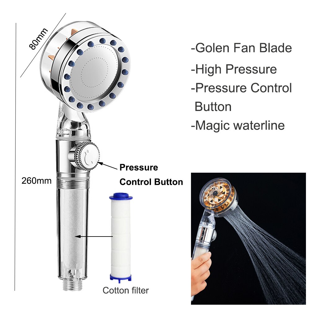 Zloog ABS Bathroom Handheld Shower Head with Stop Button Pressurized Turbo Nozzle Water Saving High Pressure Fan Shower Head: Upgrade Fan Shower1