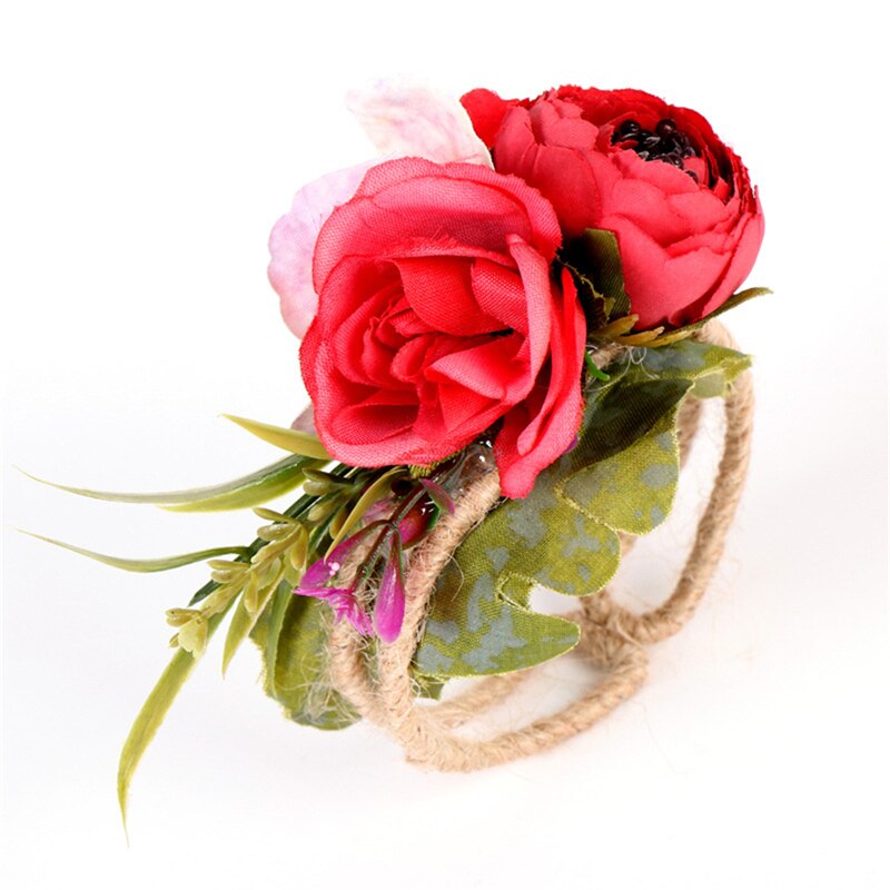 Ramillete de muñeca BOAKO Dama de Honor de boda flor decorativa para boda accesorios para baile de graduación flores de mano ramo de Boda boda: Rojo