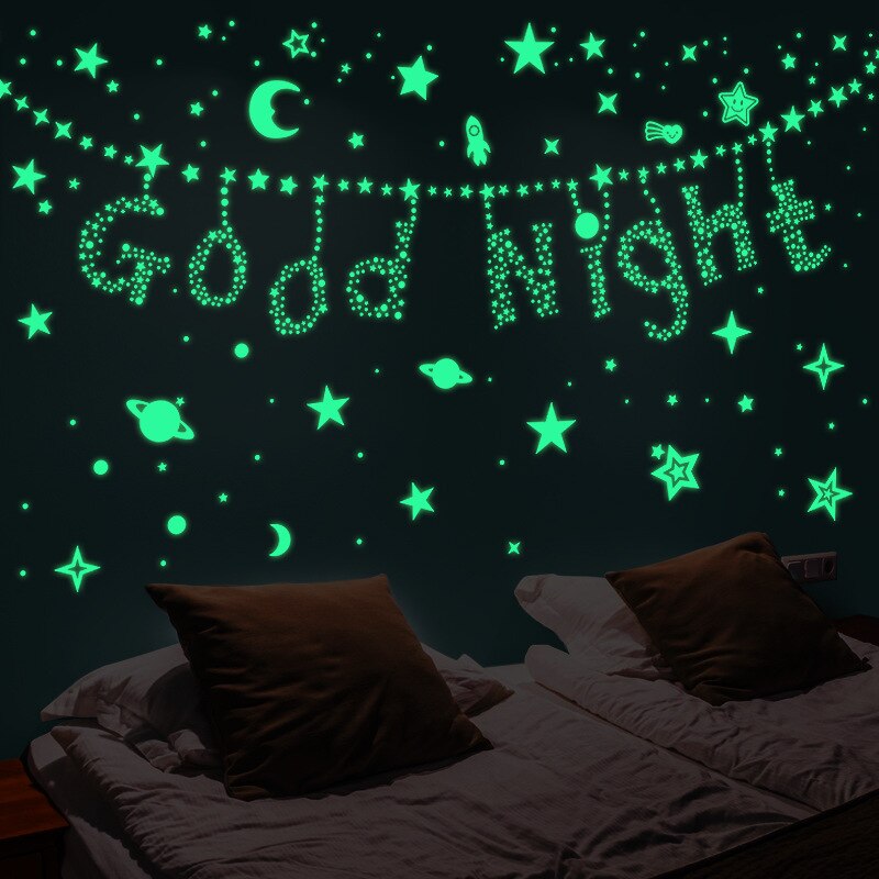 Autocollants à bulles lumineuses ciel étoilé 3D, Stickers muraux de plafond fluorescents, Stickers décoratifs pour chambre d&#39;enfants et de bébé, DIY bricolage