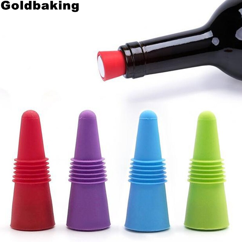 Goldbaking wijnstoppers siliconen drankflesstoppers met griptop 4 stuks