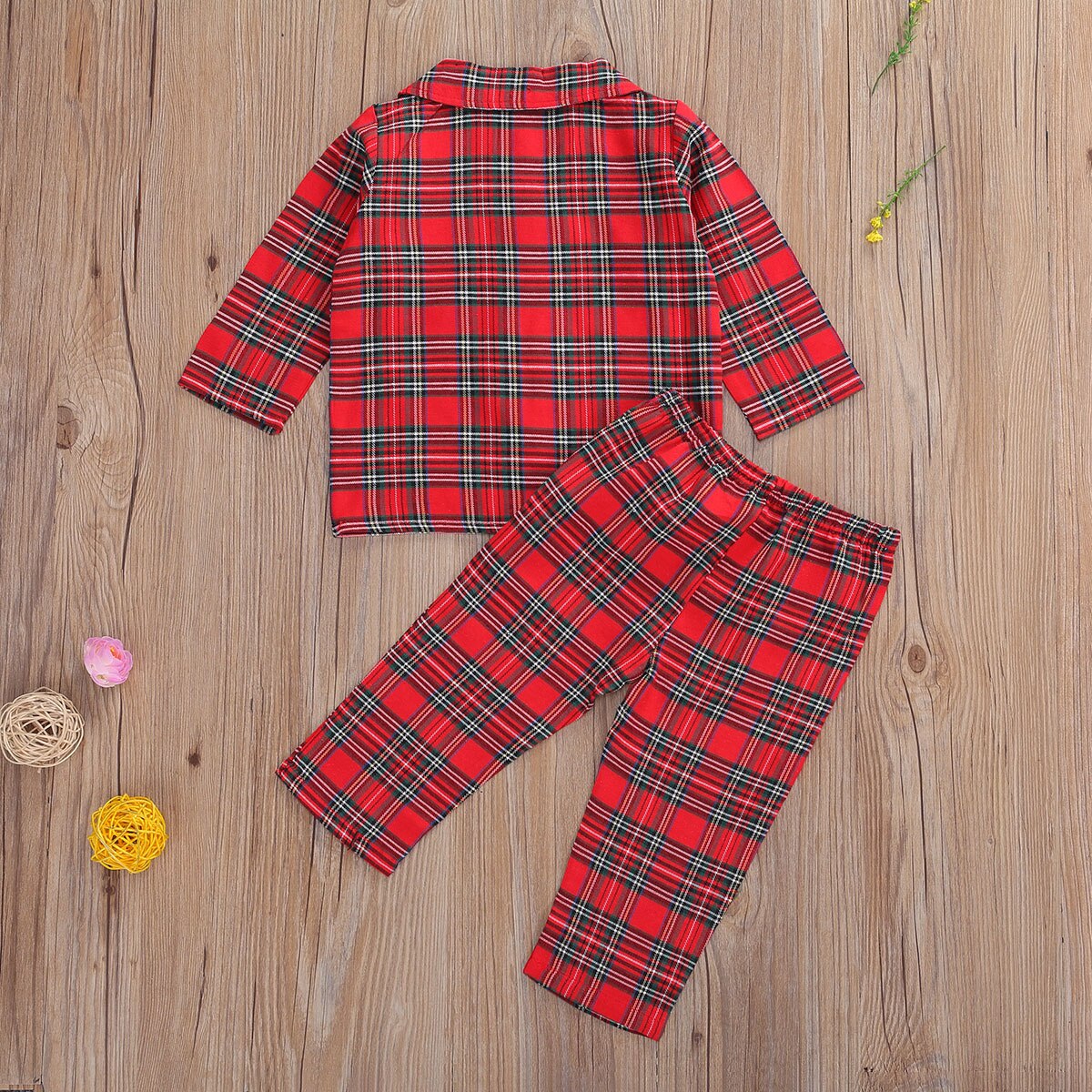 Ma &amp; Baby 1-6Y Kerst Kid Baby Boy Meisjes Pyjama Sets Rode Plaid Lange Mouw Tops Broek Xmas Outfits jaar Kleding