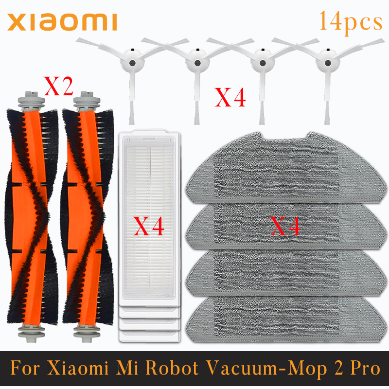 Voor Xiaomi Mi Robot Vacuüm-Mop 2 Pro/Lite MJST1SHW MJSTL Hepa Filter Mop Doek Belangrijkste Zijborstel Mijia Stofzuiger Accessoires: Licht Geel