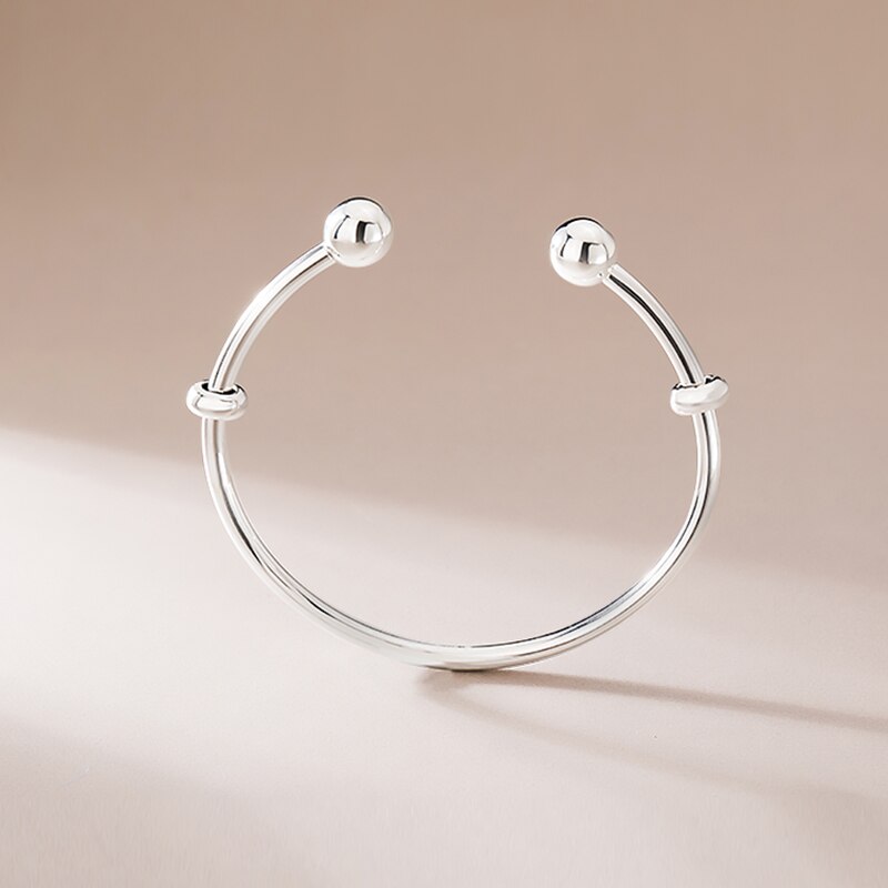 SA SILVERAGE 16,5g 57x50mm Einfache Persönlichkeit Hand Schmuck Original Magie S925 Öffnung Armbinde Weiblichen Sterling Silber perlen