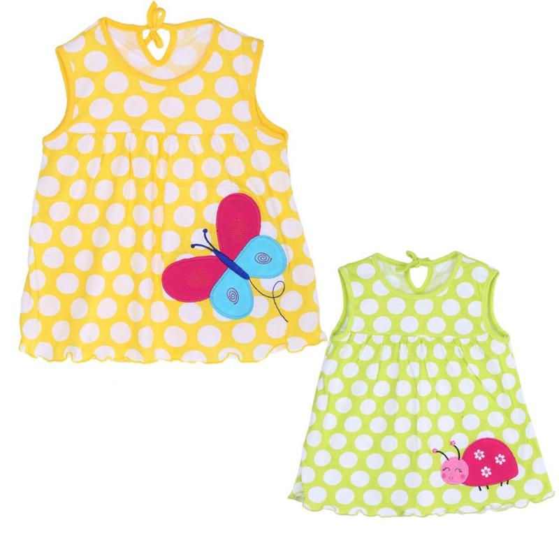 Summer Girls Dresses Newborn Baby O-neck Sleeveless Cotton Princess Mini Casual Dress Child Cute Pattern Decor Dot Clothes