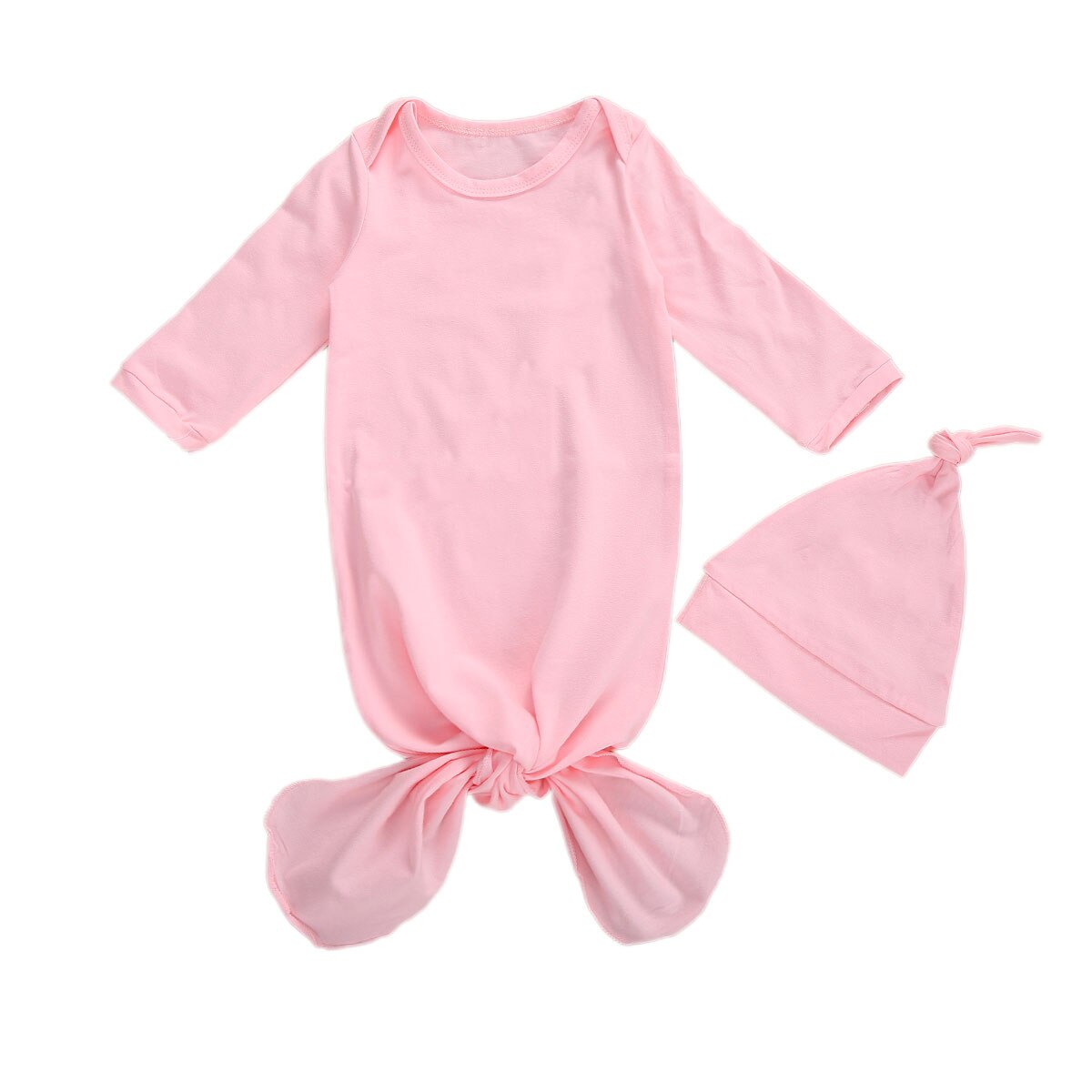 0-6M infantile -né bébé fille garçon dormir barboteuse à manches longues imprimé combinaison chapeau 2 pièces tenues ensemble 8 couleurs: E