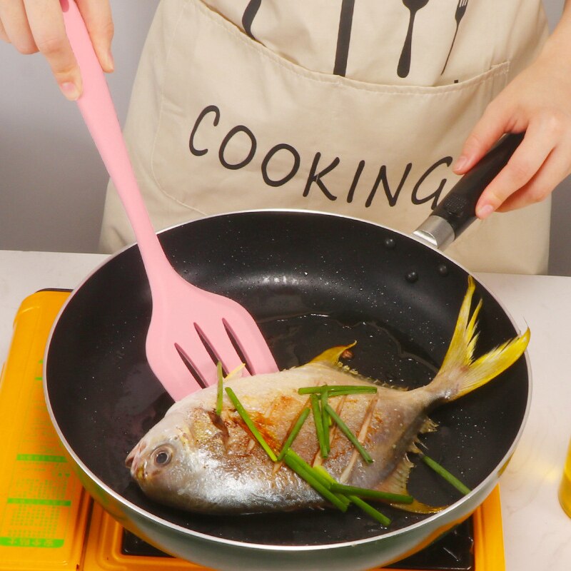 Silicone Utensils Cooking Tool Pink Nonstick Kitchen Utensil Spoon Soup Ladle Turner Frying Spatula Colander Kitchenware