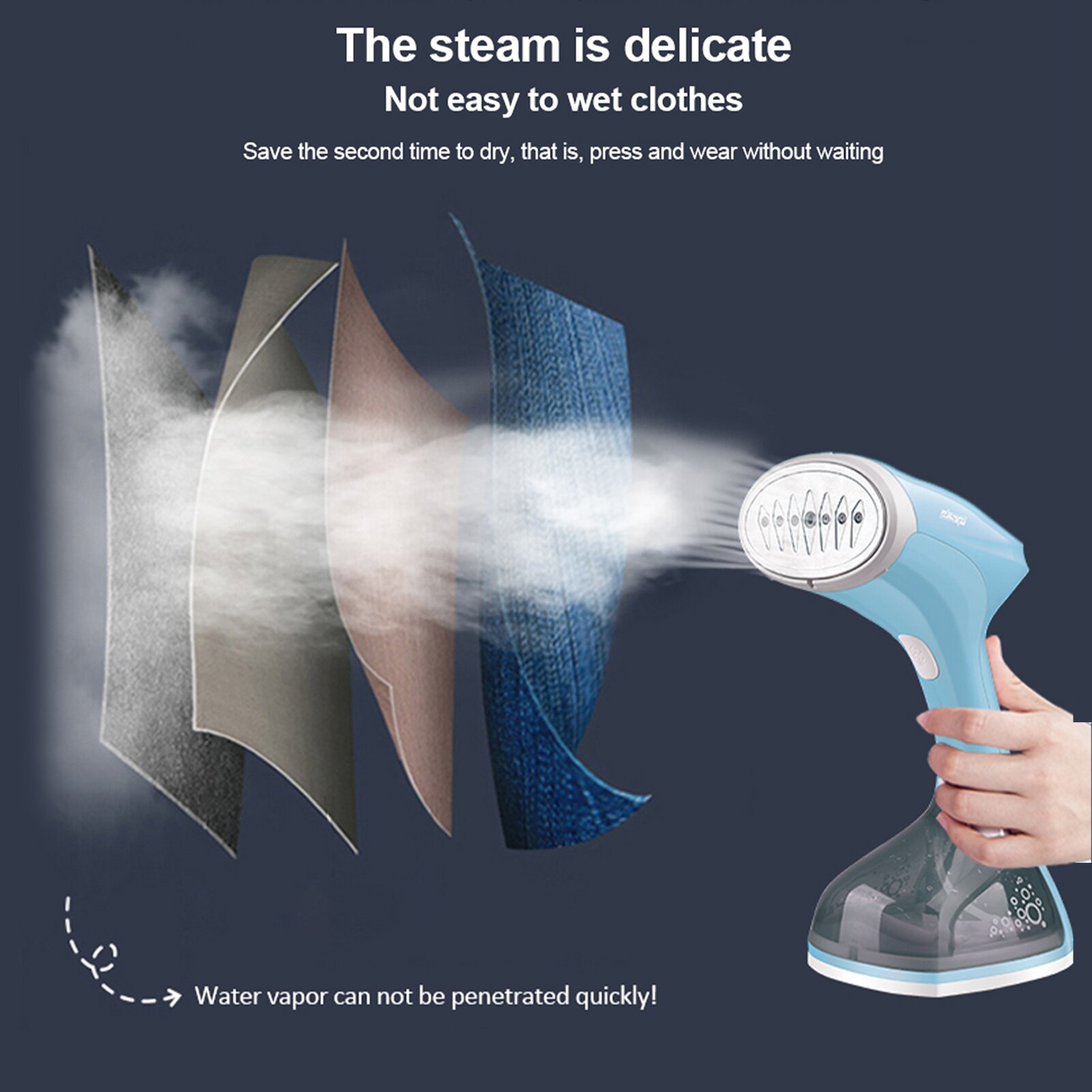 Garment Steamer Portable Handheld Fabric Steamer Wrinkle Remover 1500 Watts 220ml Capacity Water Tank Stainless Steel Nozzle
