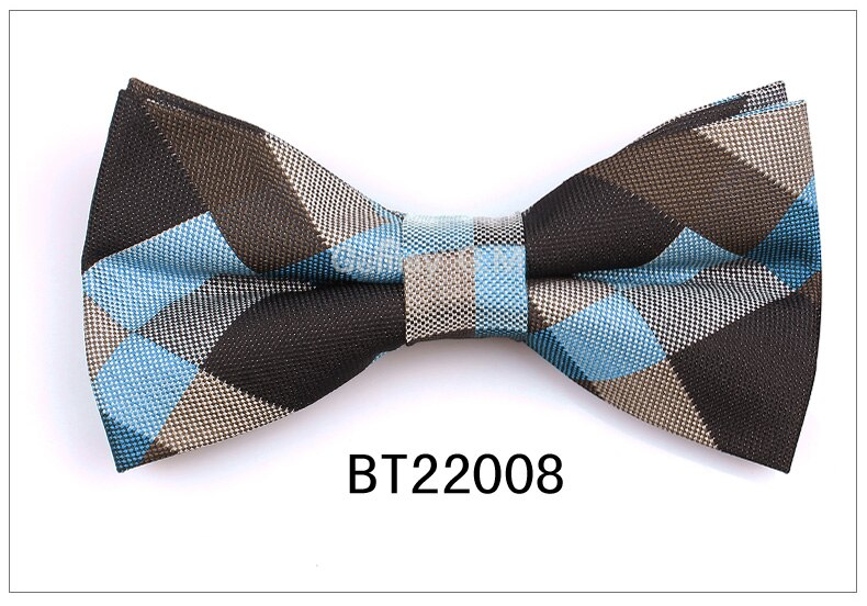 Kostym flugor för män polyester cravats justerbar fluga för bröllopsfest brudgummen fjäril vuxen rutig fluga: Bt22008