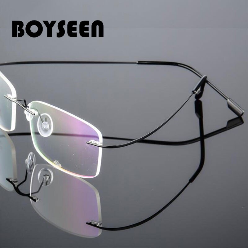 Boyseen reunattomat lasit miehet titaaniseoksesta taitettavat naiset nelikulmaiset silmälasit ultrakevyet kehyksettömät silmälasit