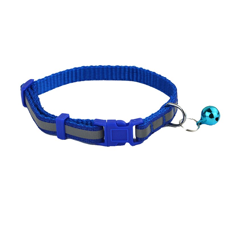 2 maten Nylon Reflecterende Halsband Kleine Kant Hond Kat Poppy Huisdier Kraag met Bel: Blue / Neck    27  to 42cm