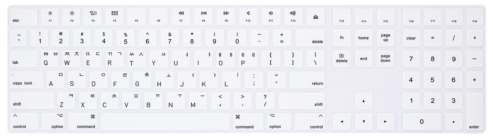 Koreaanse Taal Voor Apple Magic Keyboard Met Numeriek Toetsenbord MQ052LL/Een Een 1843 A1843 Silicone Toetsenbord Cover Skin: Korean Black