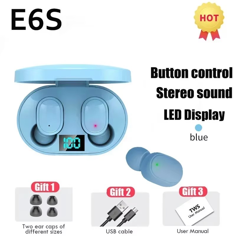 2025 TWS E6S Fone Bluetooth-oortelefoon Draadloze Bluetooth-headset Ruisonderdrukkende headset met microfoonhoofdtelefoon: 9w