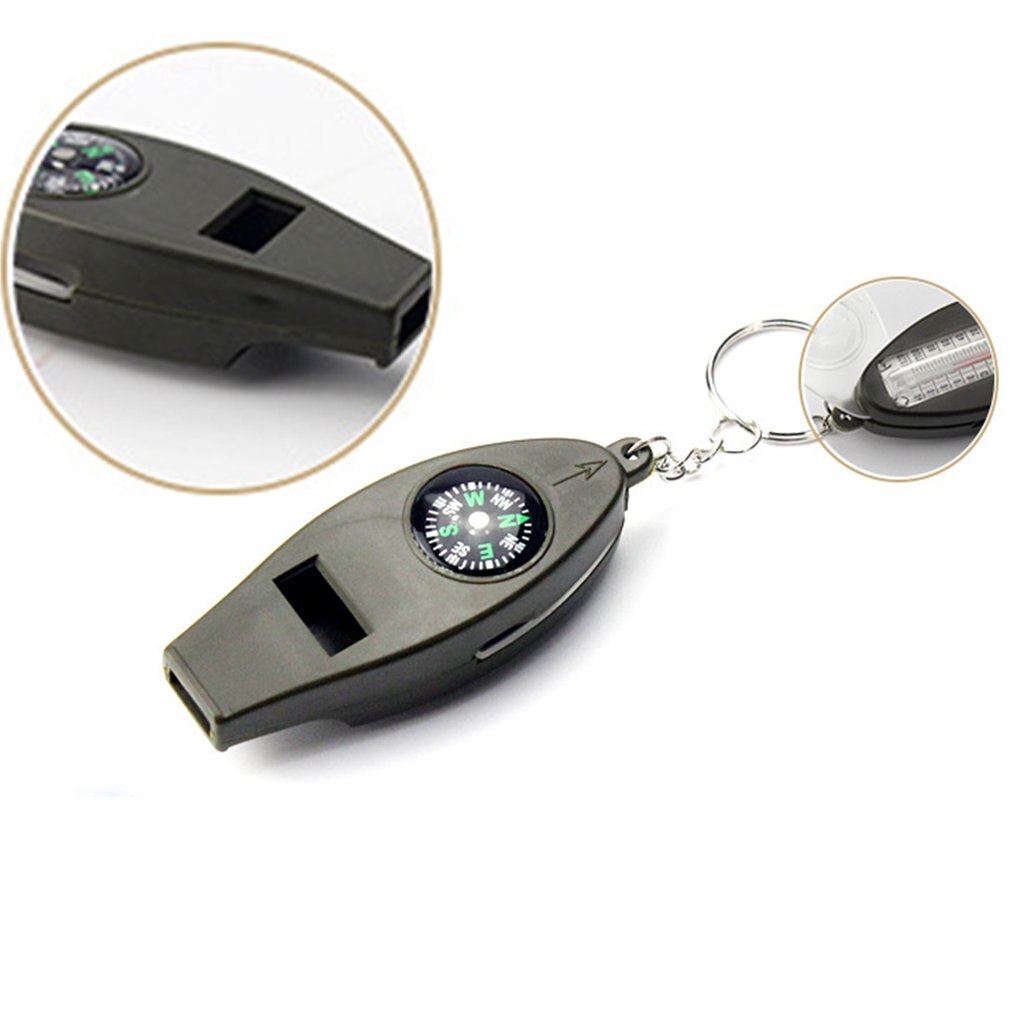 Kompas Thermometer Vergrootglas Vier-In-een Multifunctionele Survival Fluitje Camping Wildernis Reizen Fluitje Kompas Gereedschap