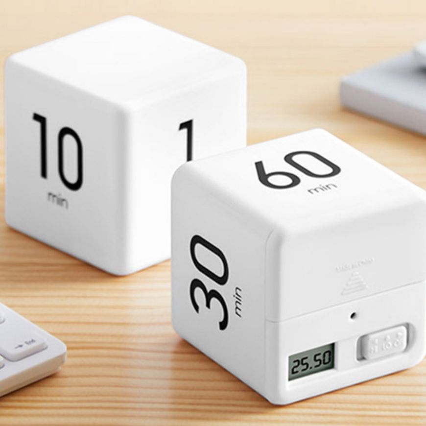 Hvid farve terning køkkenur cubic timer minutter til tidsstyring børn timer træning timer madlavning tilbehør cocina tools