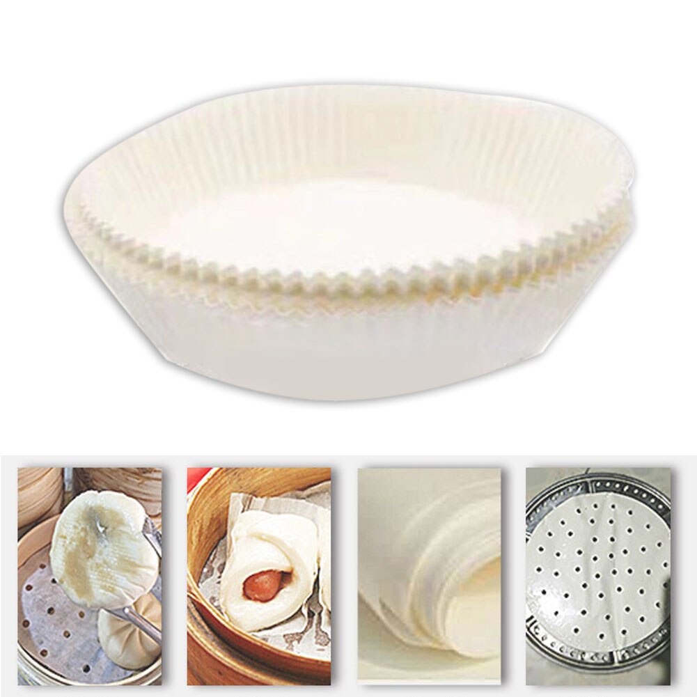 50pcs Air Fryer Liner Steamer Liner Disposable Wood Pulp Paper Non-Stick Steaming Basket Mat Baking Oil Paper Mat for 3-6L Fryer