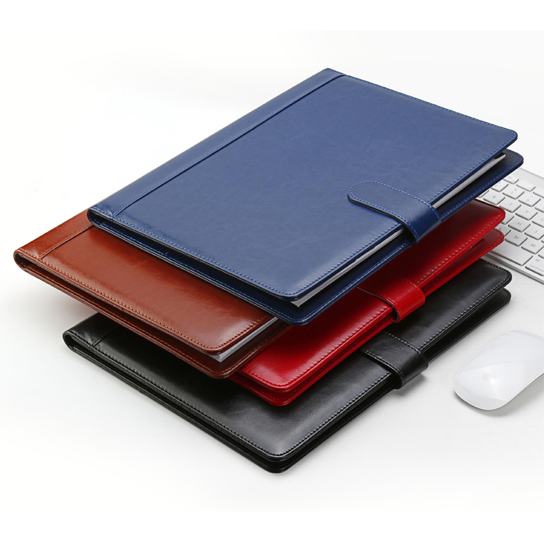 PU leather portable file folder a4 portfolio brief case coference folder document organizer with clip 1300