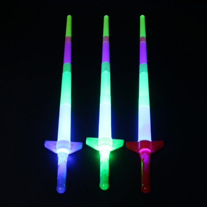 Rainbow Zwaard Uitschuifbare Licht Up Speelgoed Knipperende Wands Led Sticks Party