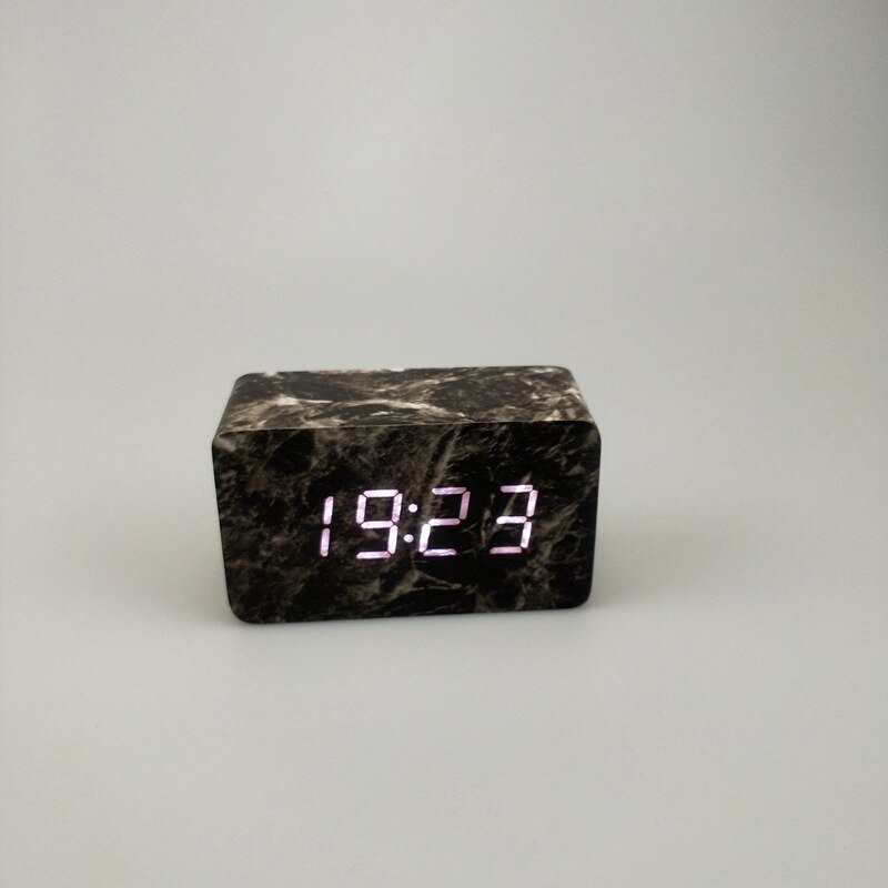 Rechteck Marmor aufbringen Digital Holz LED Temperatur Wecker Holz retro glühen Uhr Schreibtisch Tabelle Dekor Schreibtisch Werkzeuge: M