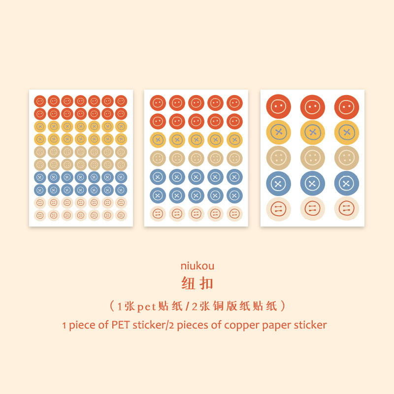 JIANWU 3 Sheets Keep Cute Series Basic Stickers Transparent Fresh Journal Material Sticker Decoration School Supplies: niukou