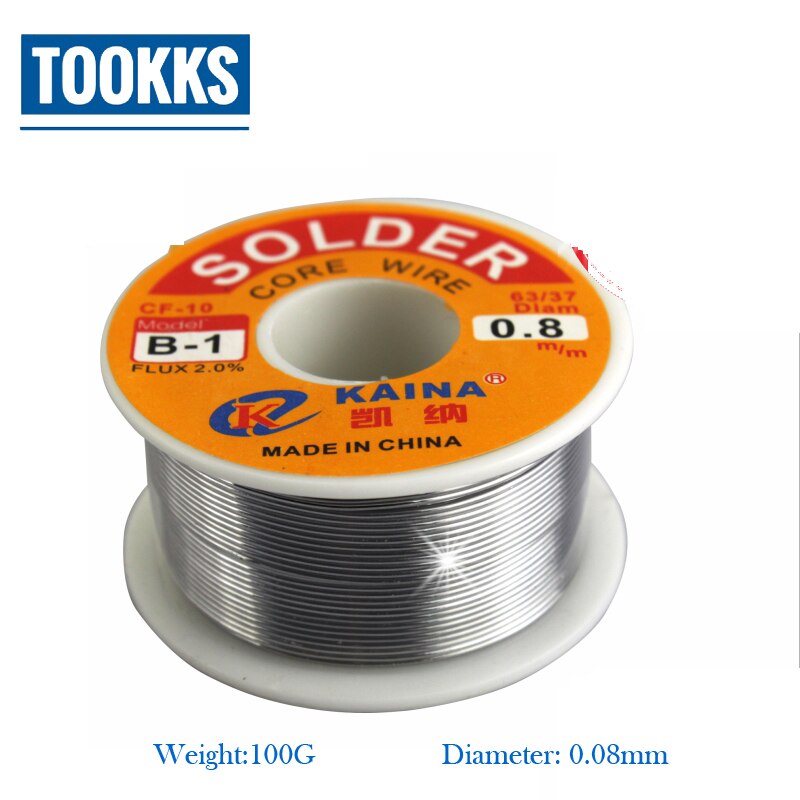 2 stks/partij KAINA 63/37 0.8mm 100g Tin Soldeer Lassen Iron Wire Rosin Core Flux Reel Sodering Accessoires