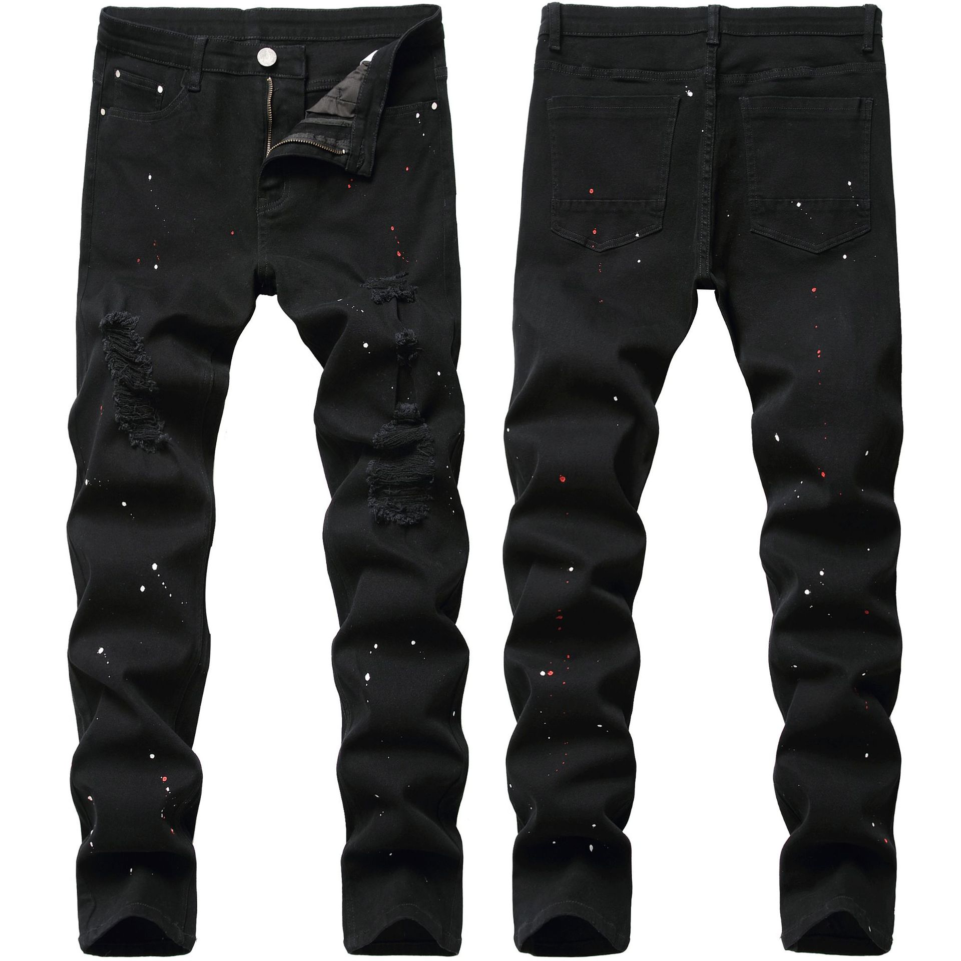 Men jeans denim pants stretch slim fit casual long simple black jeans men cool jeans for man plus size: 28