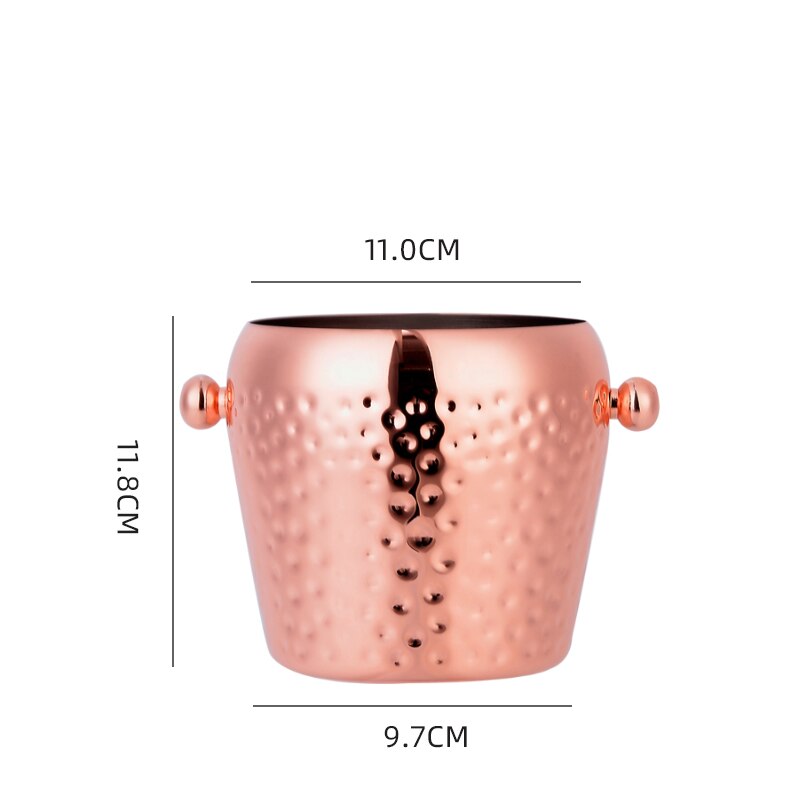 Ice Bucket Bar Stainless Steel Ice Container European-Style Wine Champagne Bucket Hammer Gold Ice Cube KTV Wine round Tube: A