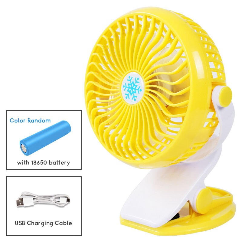 Summer Portable usb Mini Fan Small Flexible Handy Usb Charging Fan Noiseless Rotate 360 Degree Desktop Clip Electric Sleep Fans: Yellow