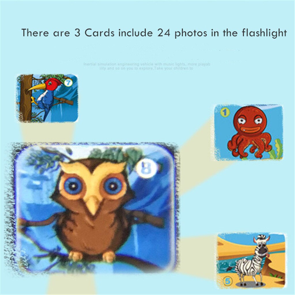 Draagbare Zaklamp Slide Dier Projectie Speelgoed Sterrenhemel Licht Vroege Onderwijs Cognitie Kinderen Educatief Speelgoed