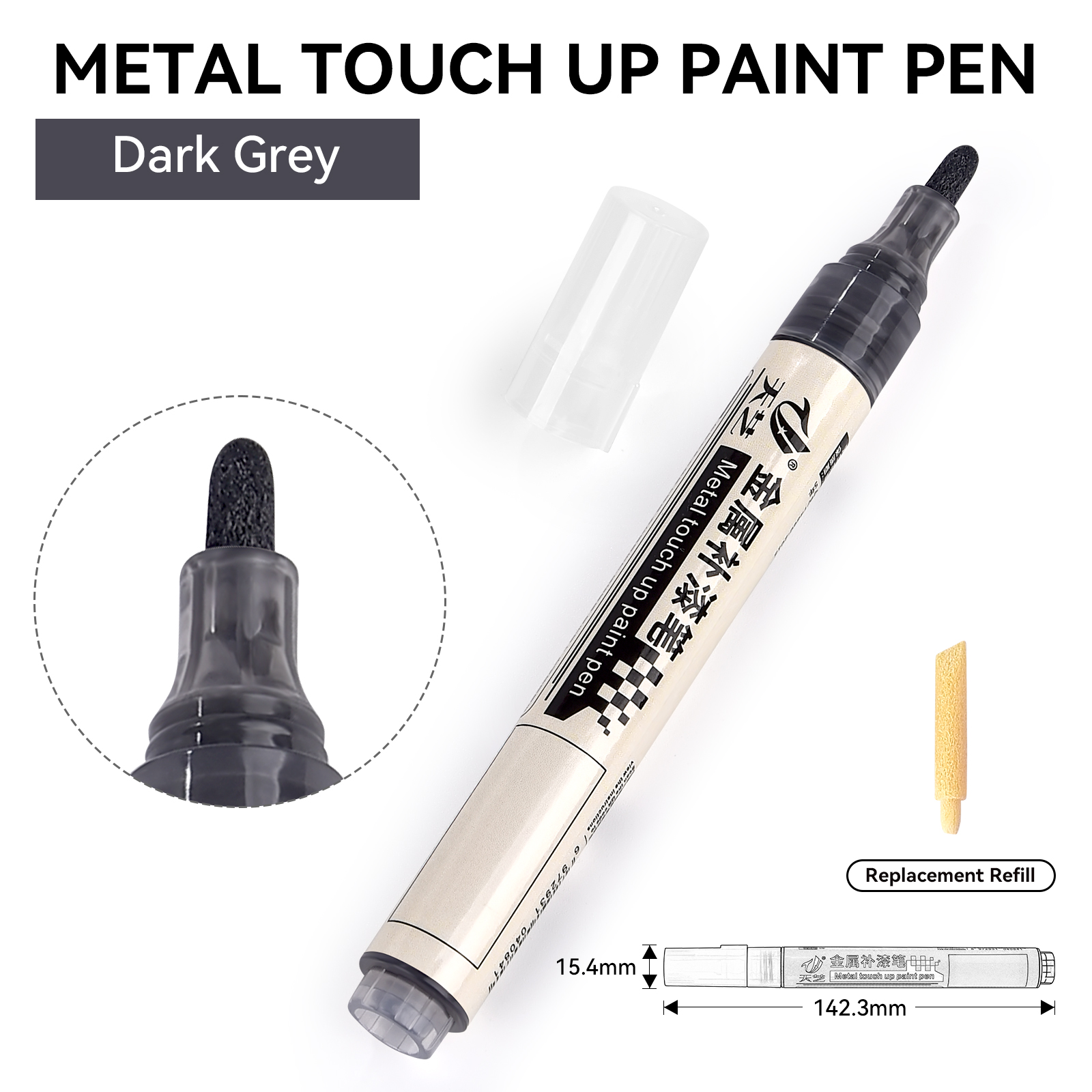 Metalen verfpen Zwart grijs wit goud Metalen hardware Waterdichte kleurreparatiepen Industriële markeerpen: Donker Kaki