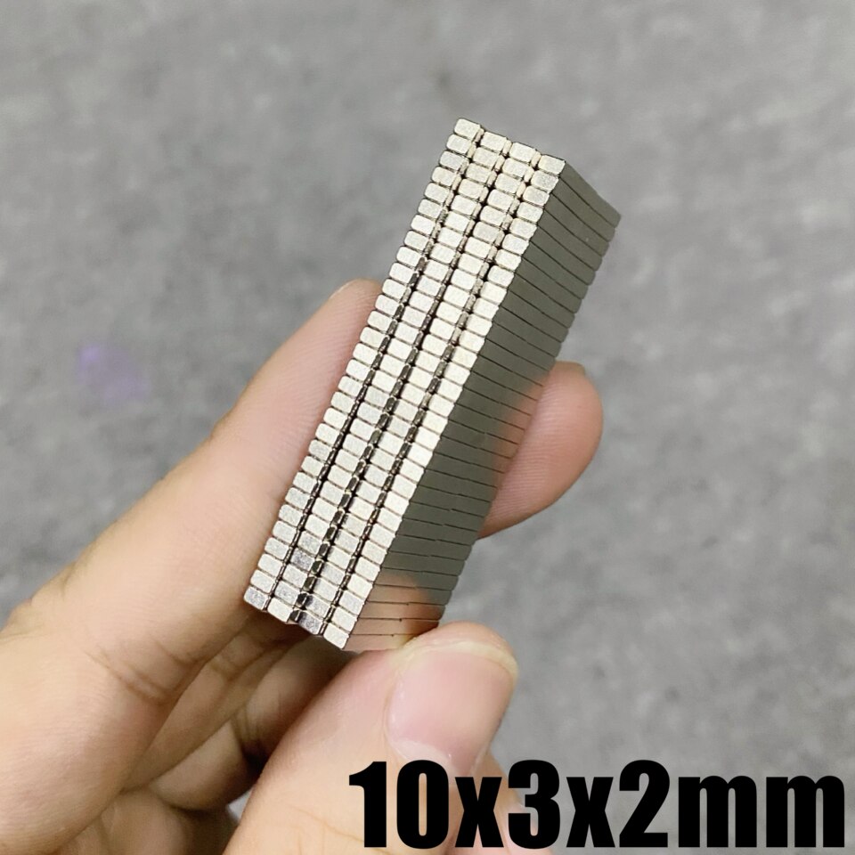 20/50/100/500/1000 stk 10 x 3 x 2 neodymmagnet 10*3*2 ndfeb magneter blokerer super kraftig stærk permanent permanent magnetisk imanes blok