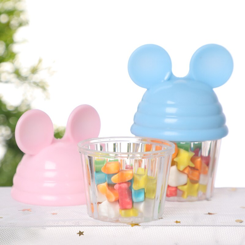 12 Stuks Cartoon Plastic Snoep Doos Leuke Ronde Opslag Verpakking Case Voor Bruiloft Baby Shower Verjaardag