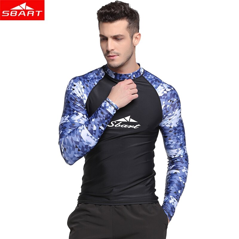 SBART costume da bagno da uomo Super elastico Rashguard a maniche lunghe Surf costumi da bagno asciugatura rapida Rash Guard protezione solare Beach Diving T-Shirt UV