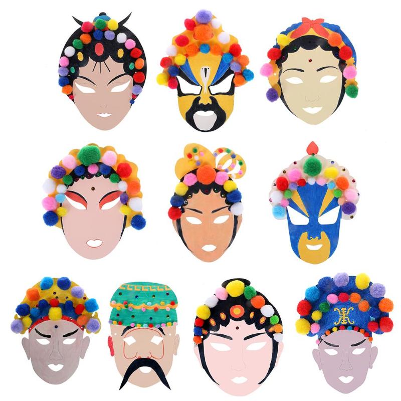 Kids Diy Kunst Schilderij Gereedschap Speelgoed Peking Opera Kleuring Masker Kinderen Educatief Grappige Set Kleuterschool Handleiding