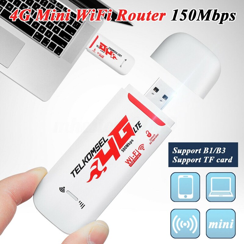 Bærbar 4g/3g lte bil wifi router hotspot 150 mbps trådløs usb dongle mobilt bredbåndsmodem simkort ulåst: Default Title