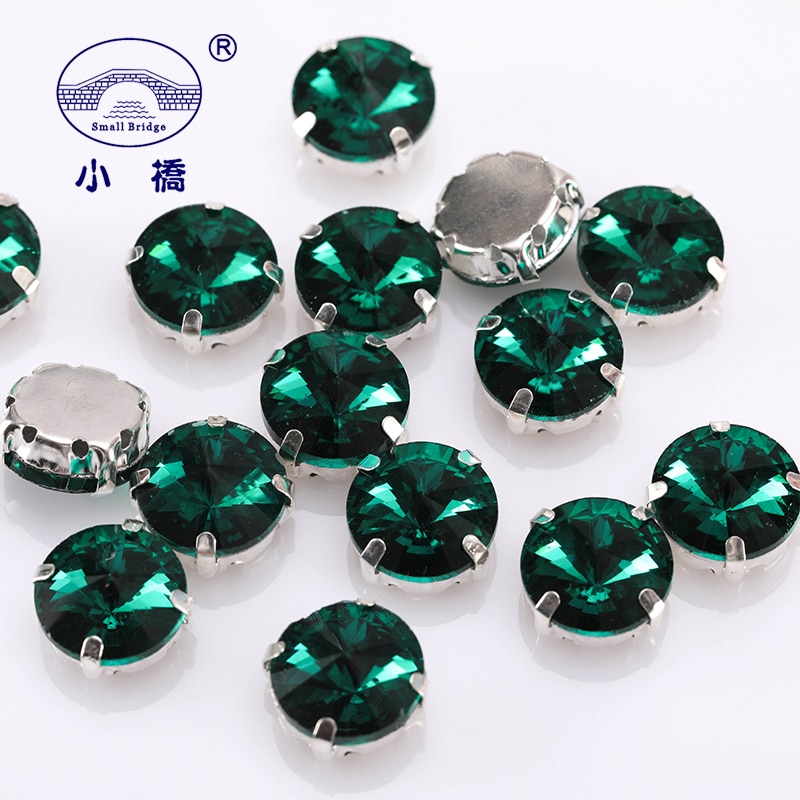 Piedras de cristal redondas brillantes para coser, piedras de vidrio para decoración de ropa, piedras de cristal sueltas con parte trasera plana y garra, 10  s062