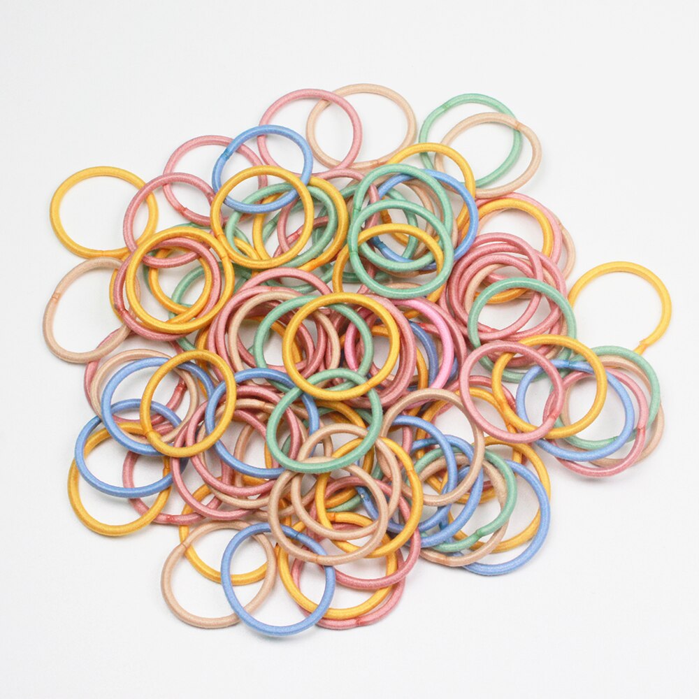 100 st / lotgirls små färgglada hårband för tunna hårband 2mm elastiska små flickahårtillbehör 2.2cm: 5